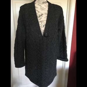 ARAN CRAFTS IRISH KNIT LONG CARDIGAN & SCARF - LG